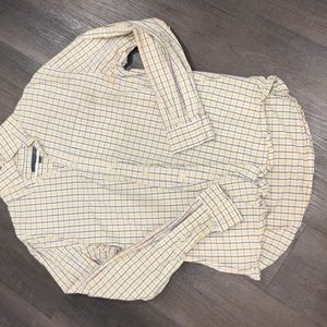 Old navy blue and yellow plaid dress/ casual shirt